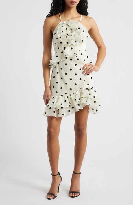 Remy Polka Dot Rosette Ruffle Minidress