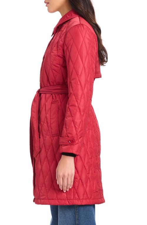 Kate Spade New York Long Quilted Jacket In Red