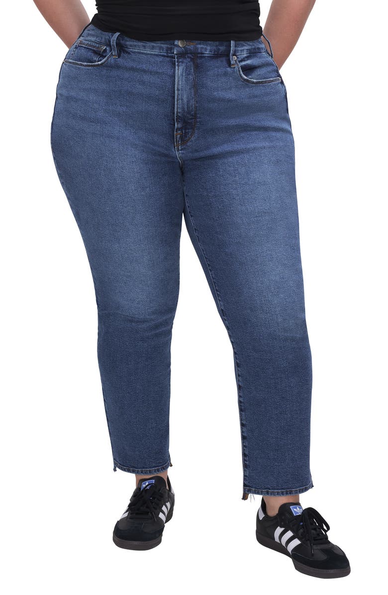 Good American Good Boy High Waist Crop Straight Leg Jeans, Alternate, color, 
