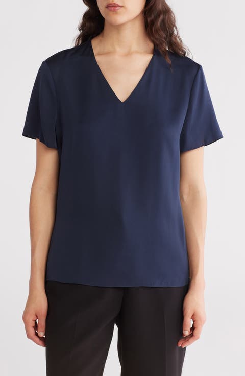 Minimal Silk V-Neck T-Shirt