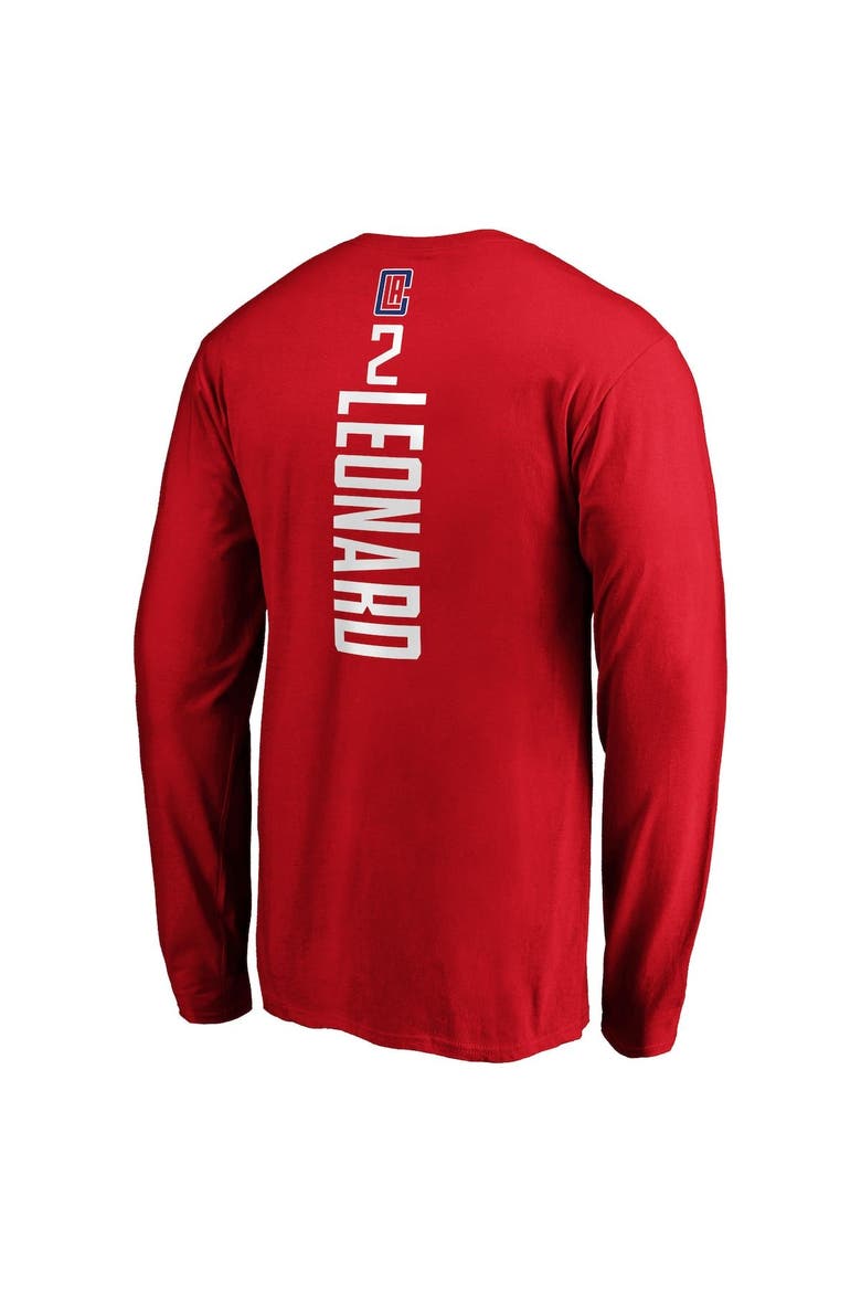 Men's Fanatics Branded Kawhi Leonard Red LA Clippers Team Playmaker Name & Number Long Sleeve T-Shirt, Alternate, color, Red