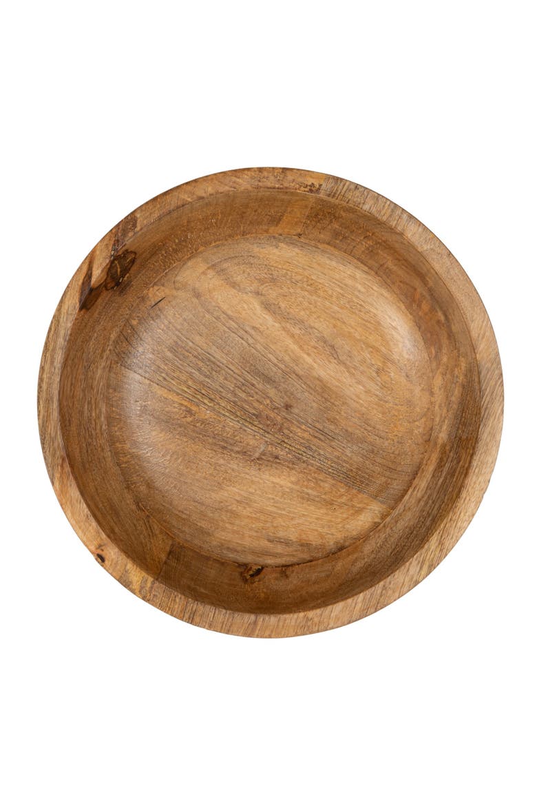 Mango Wood Footed Bowl, Natural, Alternate, color, Natural