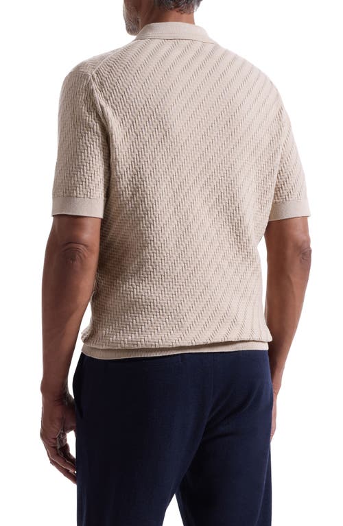 Bugatchi Basket Stitch Cotton Blend Polo Sweater