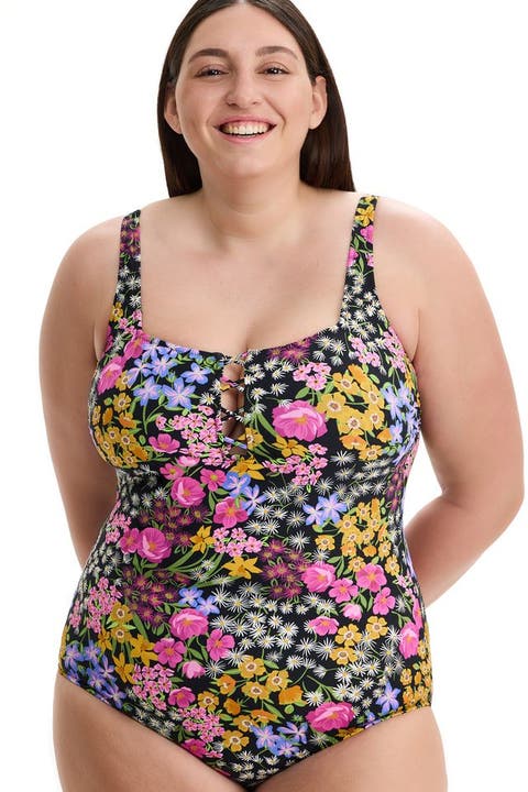 Havana Heat Plus Size Square Neck One Piece Swimsuit