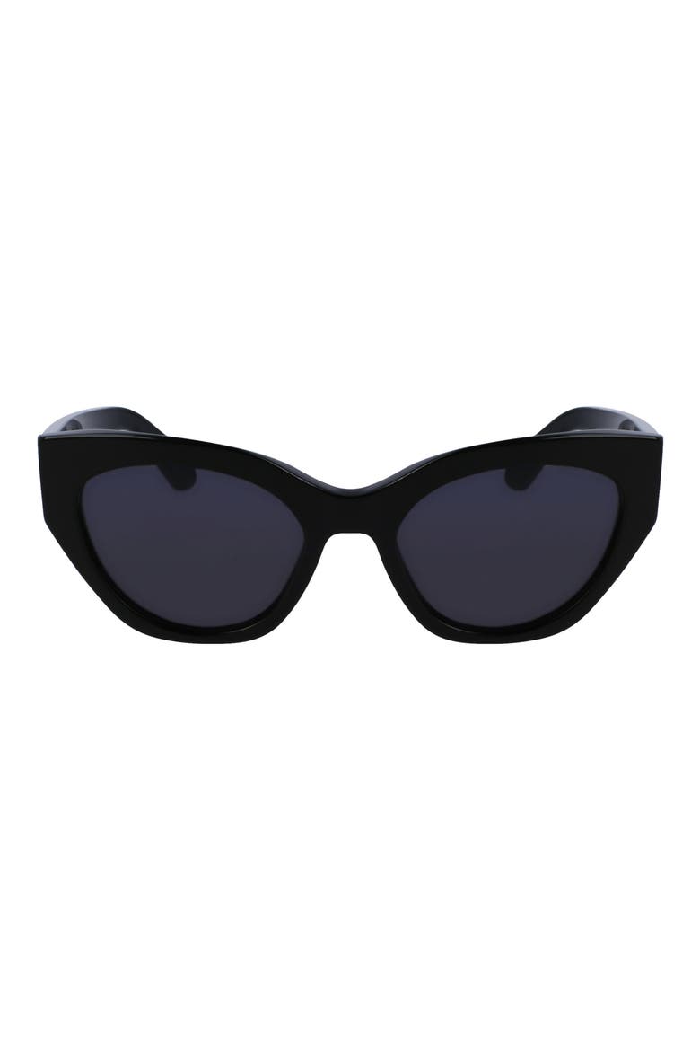 Classic Logo Tea Cup 55mm Cat Eye Sunglasses, Main, color, BLACK