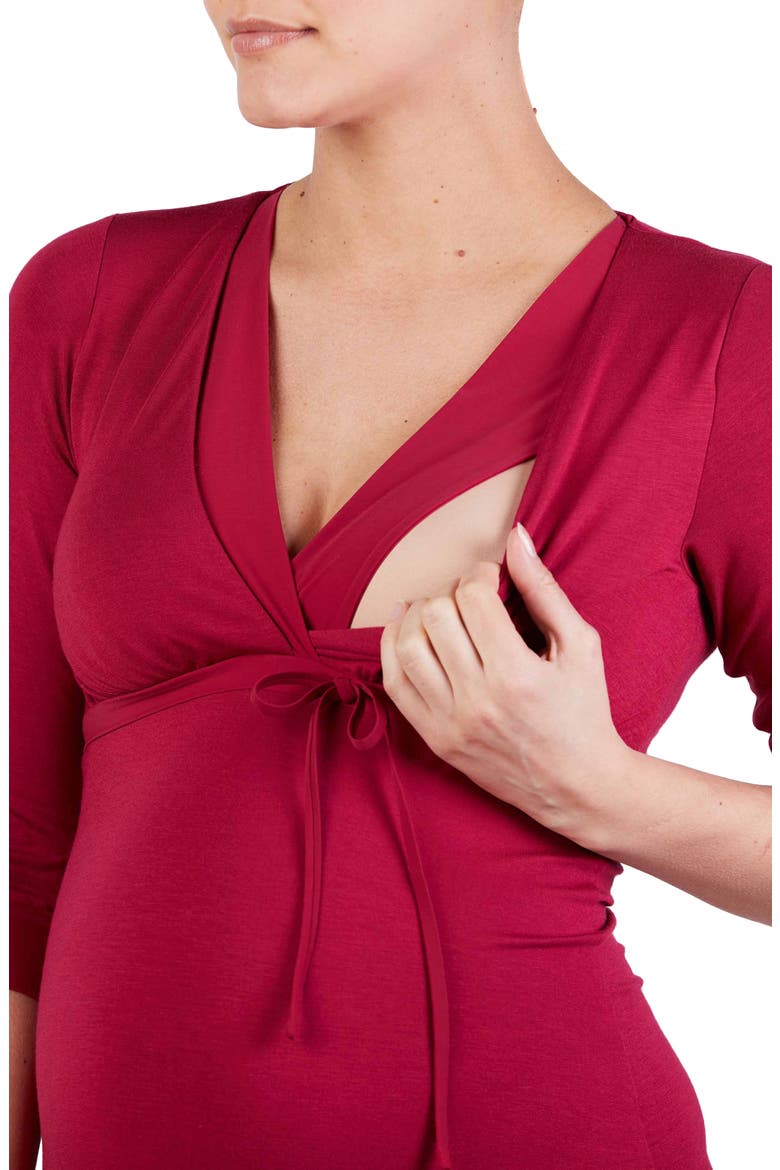 Milk Maternity/Nursing Nightgown, Alternate, color, BURGUNDY