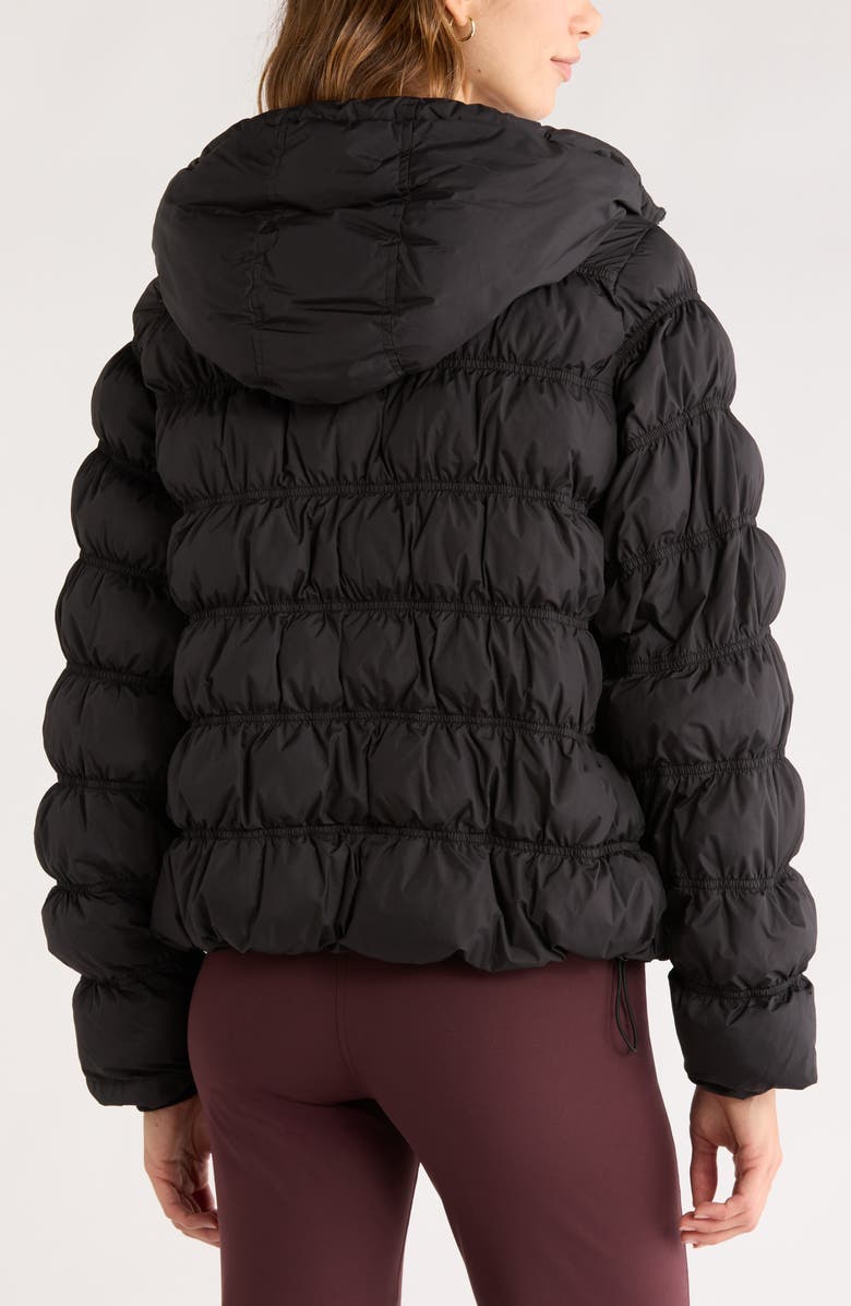 Zella All Over Ruched Jacket, Alternate, color, Black