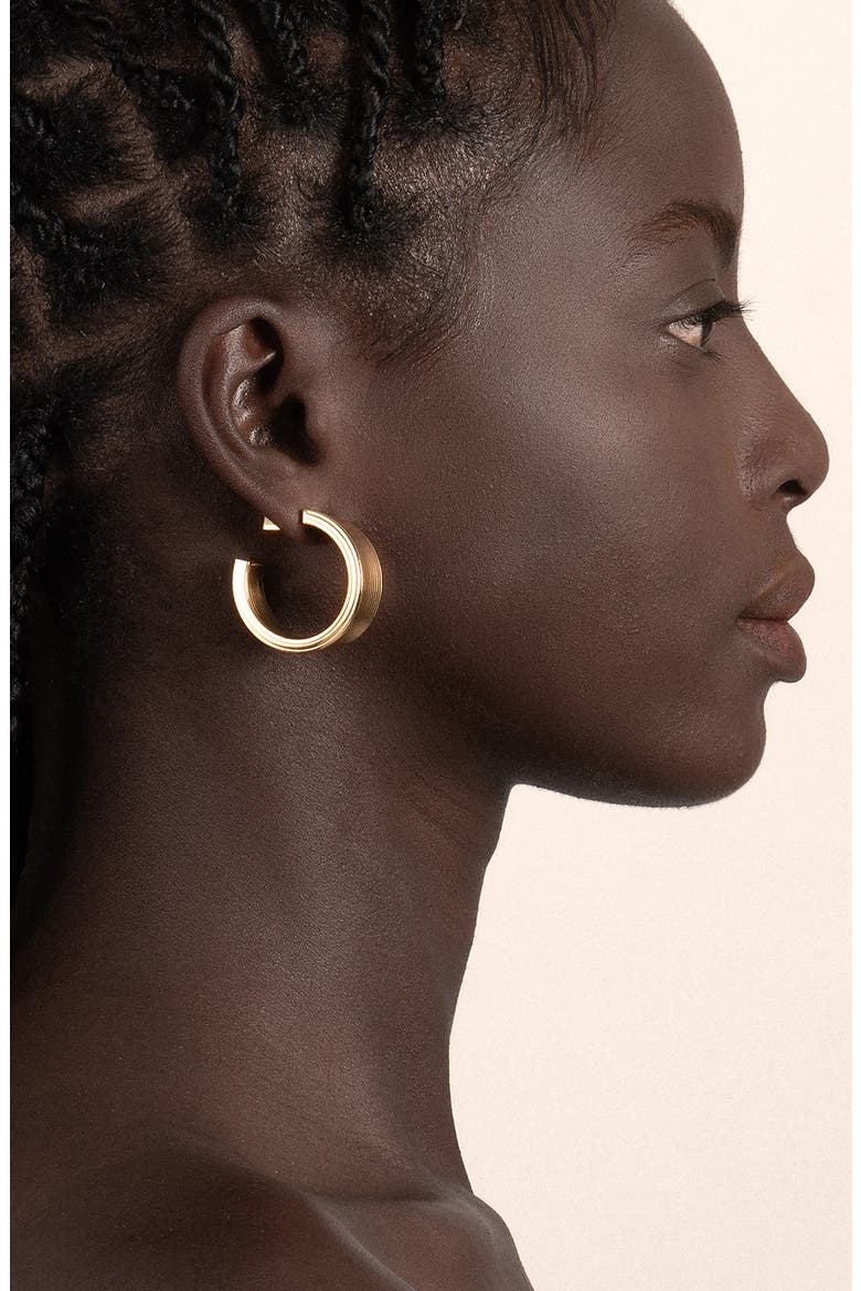 Medium Signora Hollow Hoop Earrings, Alternate, color, YELLOW GOLD