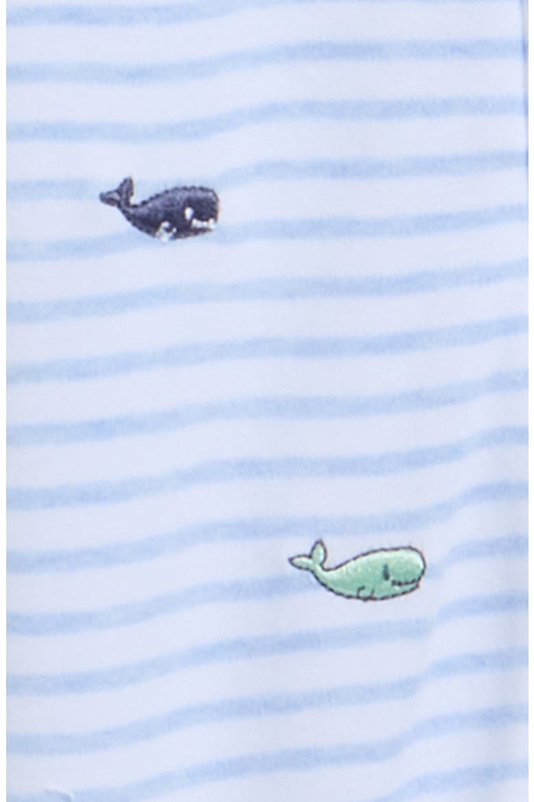 Whale Cotton Footie & Hat Set, Alternate, color, BLUE