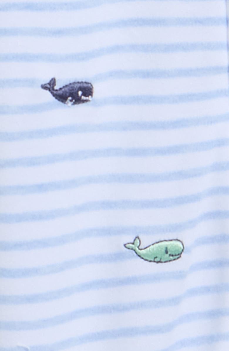 Little Me Whale Cotton Footie & Hat Set, Alternate, color, Blue