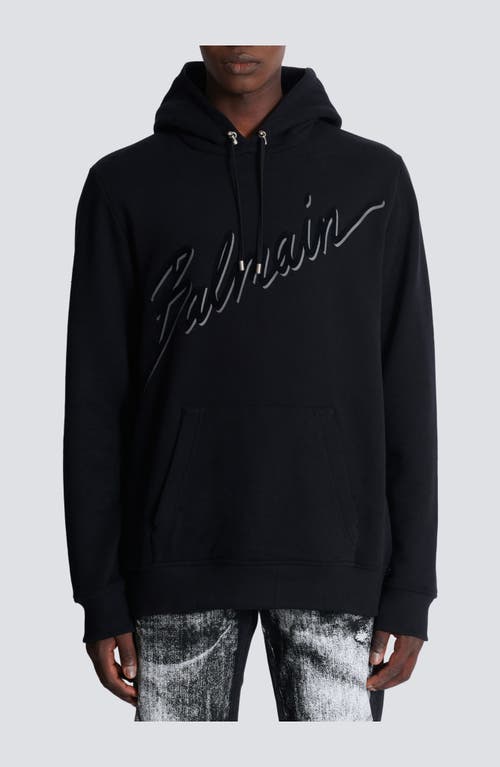 Balmain Men's Flocked Script Hoodie