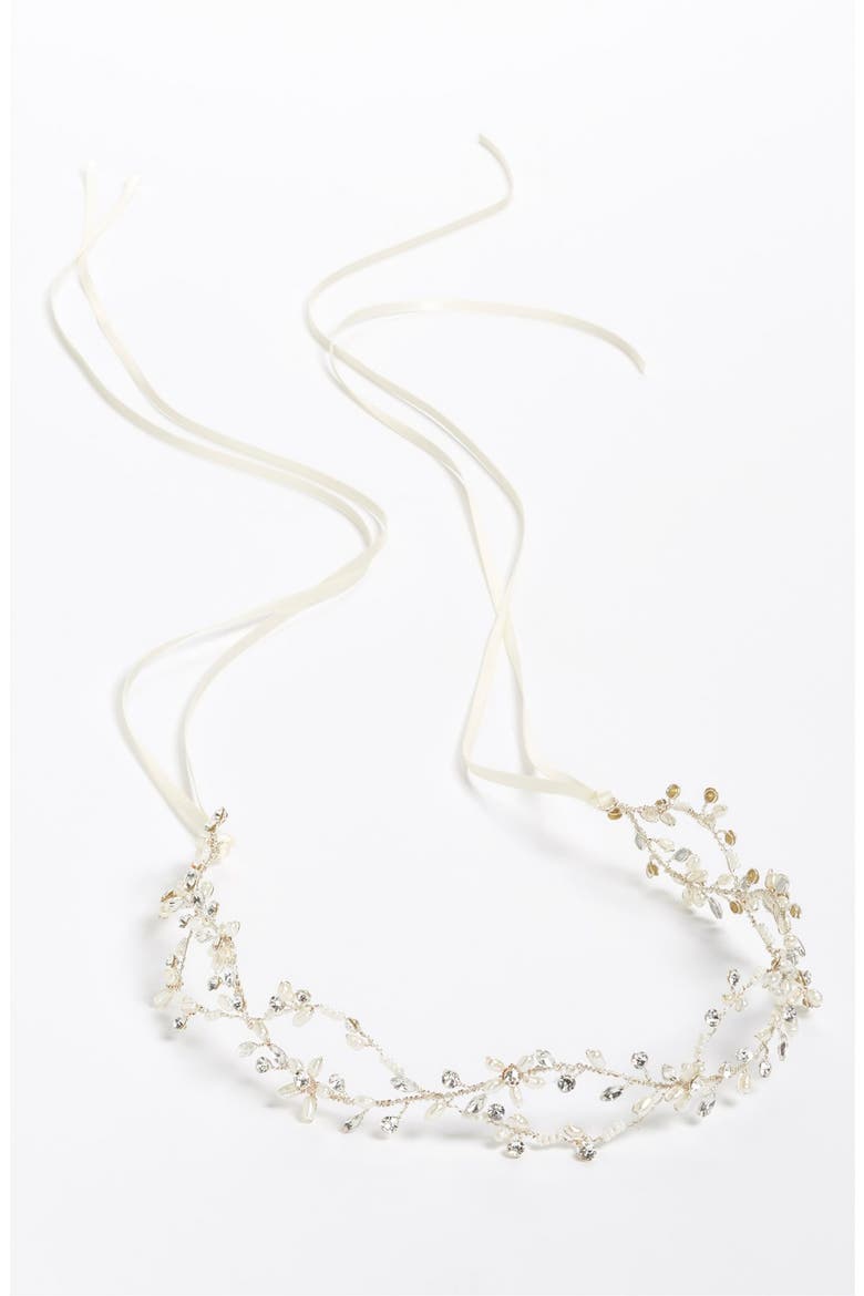 Octavia Pearl & Jeweled Halo & Sash, Alternate, color, CLASSIC SILVER