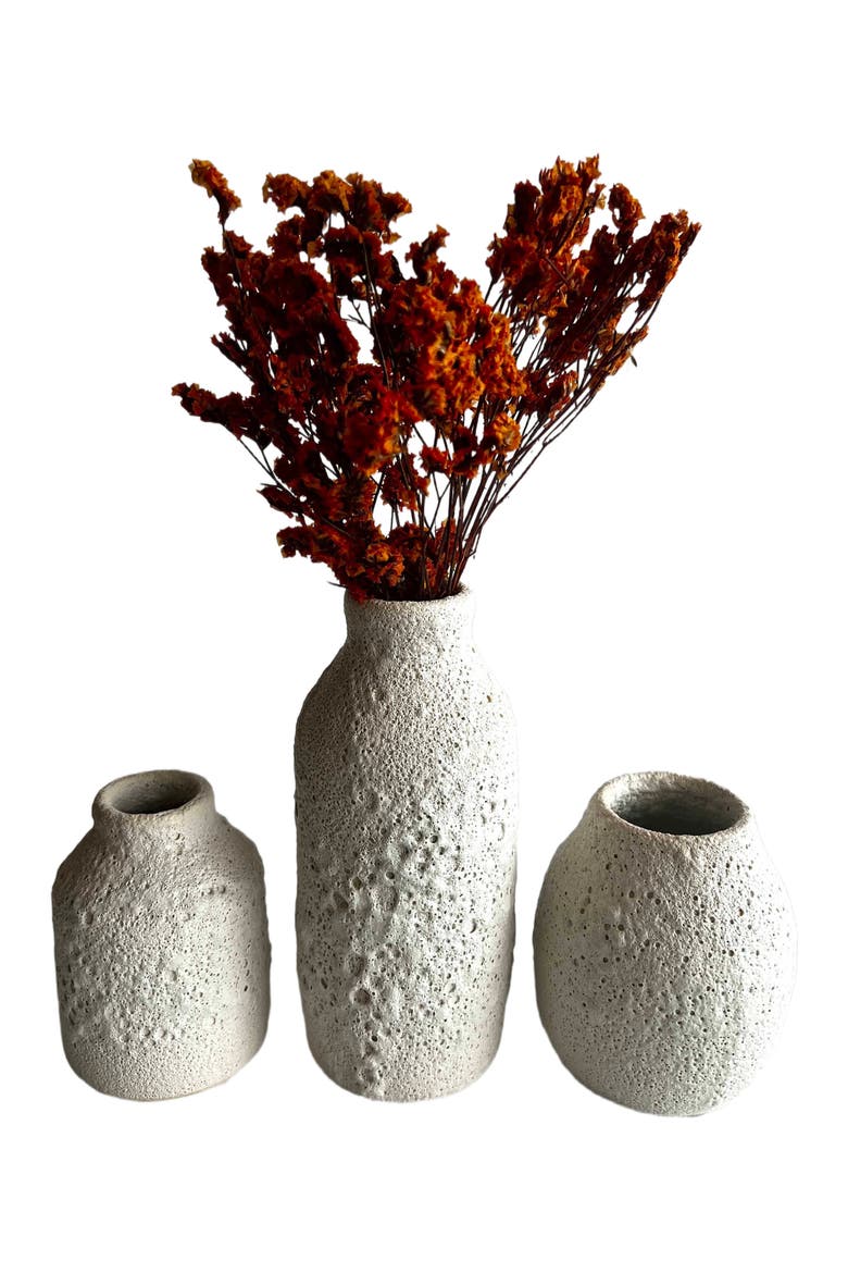 Round Crater Vase, Alternate, color, White