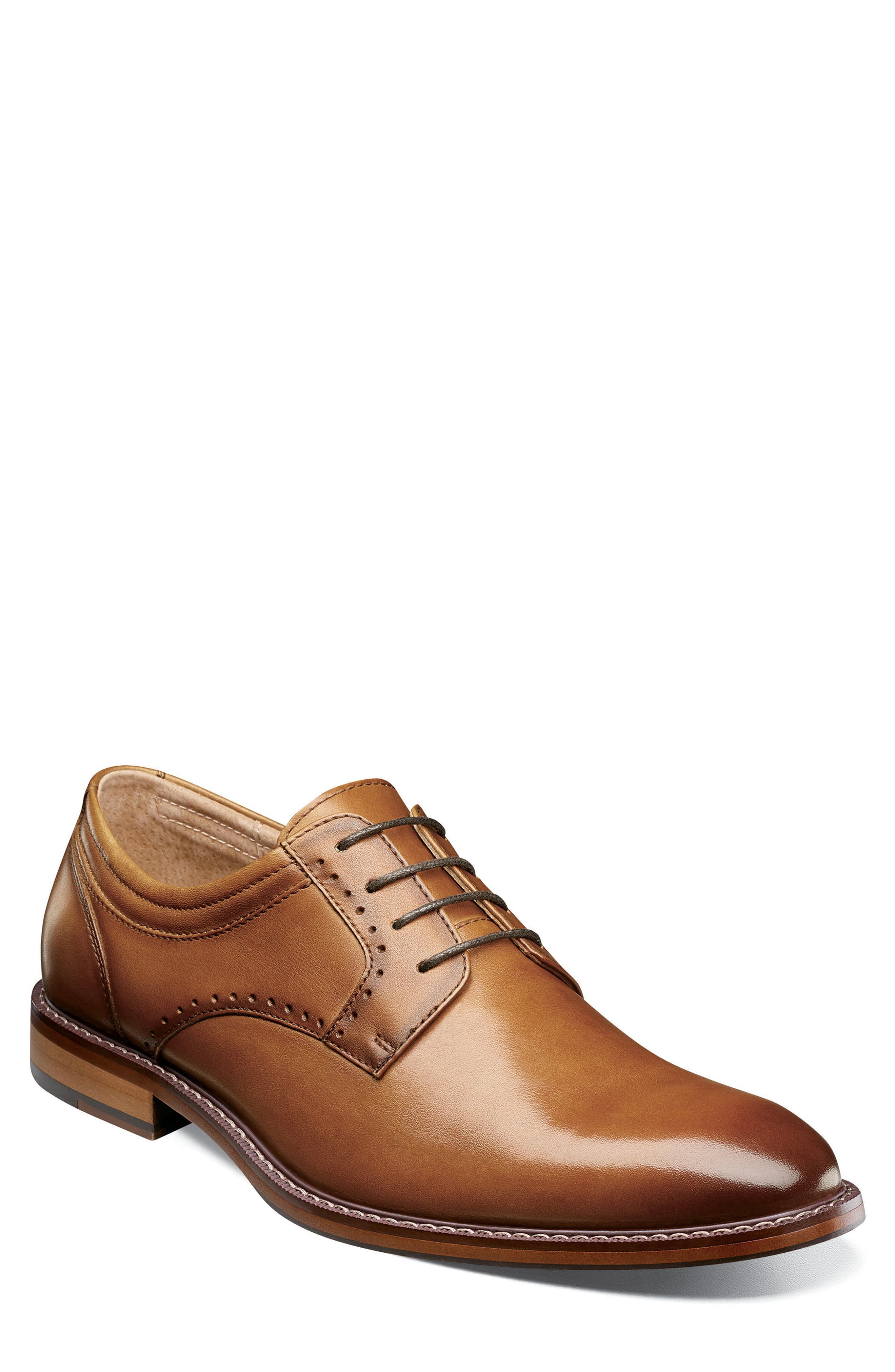 Faulkner Plain Toe Derby, Main, color, COGNAC