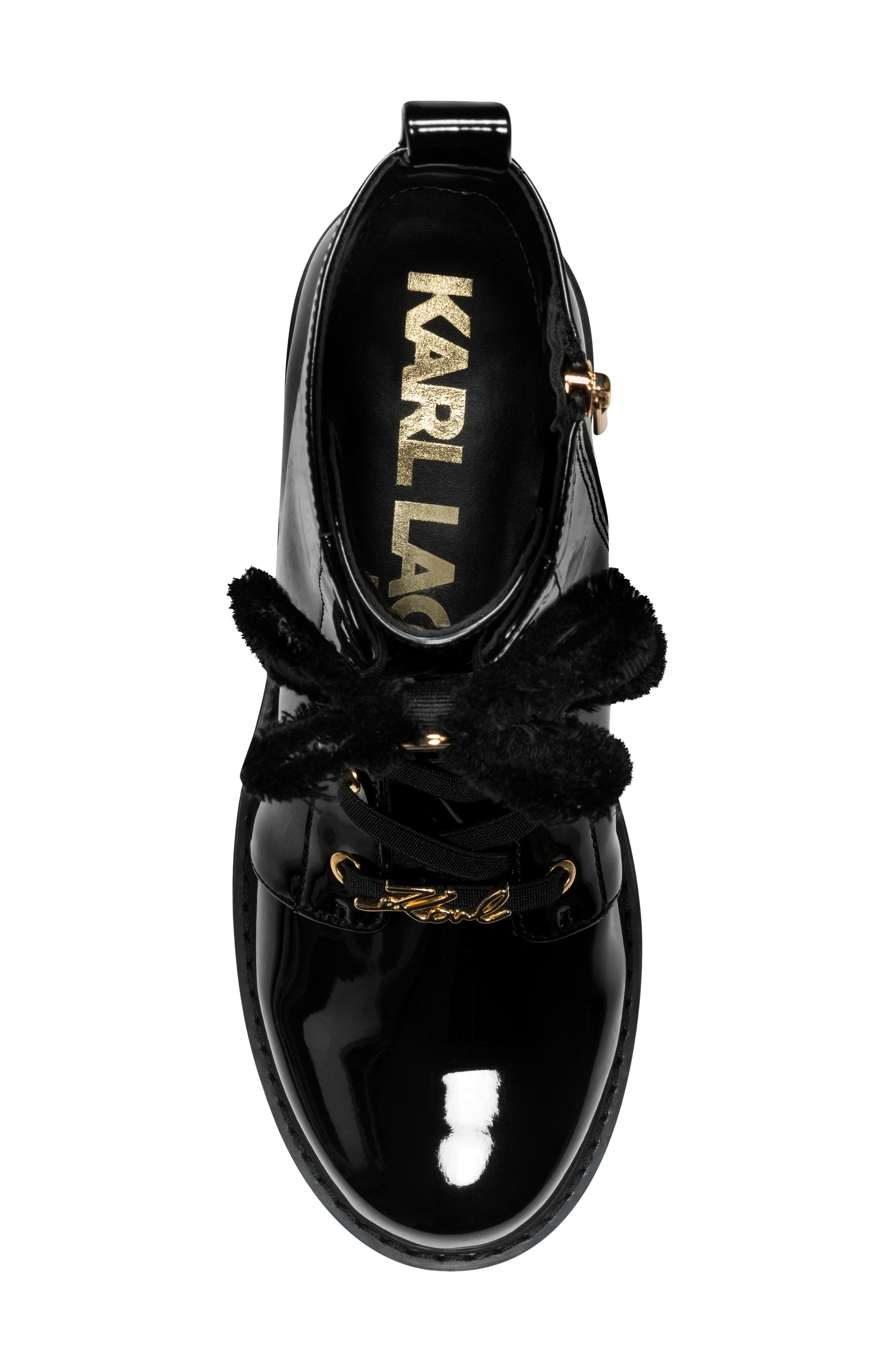 Metea Faux Leather Combat Bootie, Alternate, color, BLACK