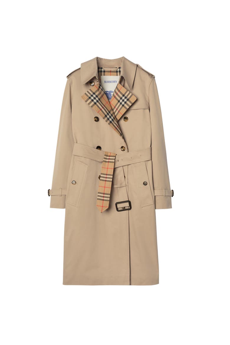 Long Gabardine Lakefield Trench Coat, Alternate, color, Honey beige