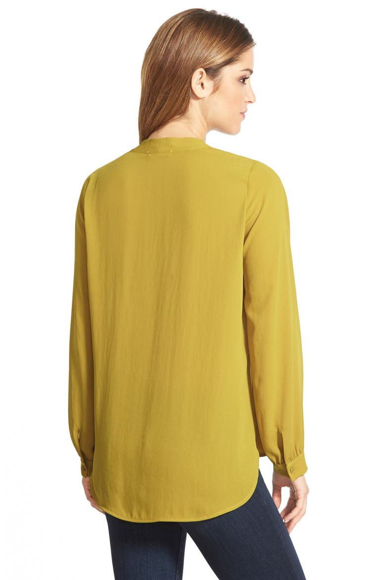 High/Low V-Neck Blouse (Nordstrom Exclusive), Alternate, color, OLIVE OIL