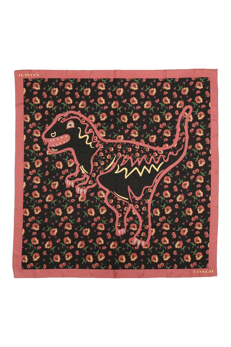 Grunge Floral Rexy Square Silk Scarf, Alternate, color, BLACK MULTI