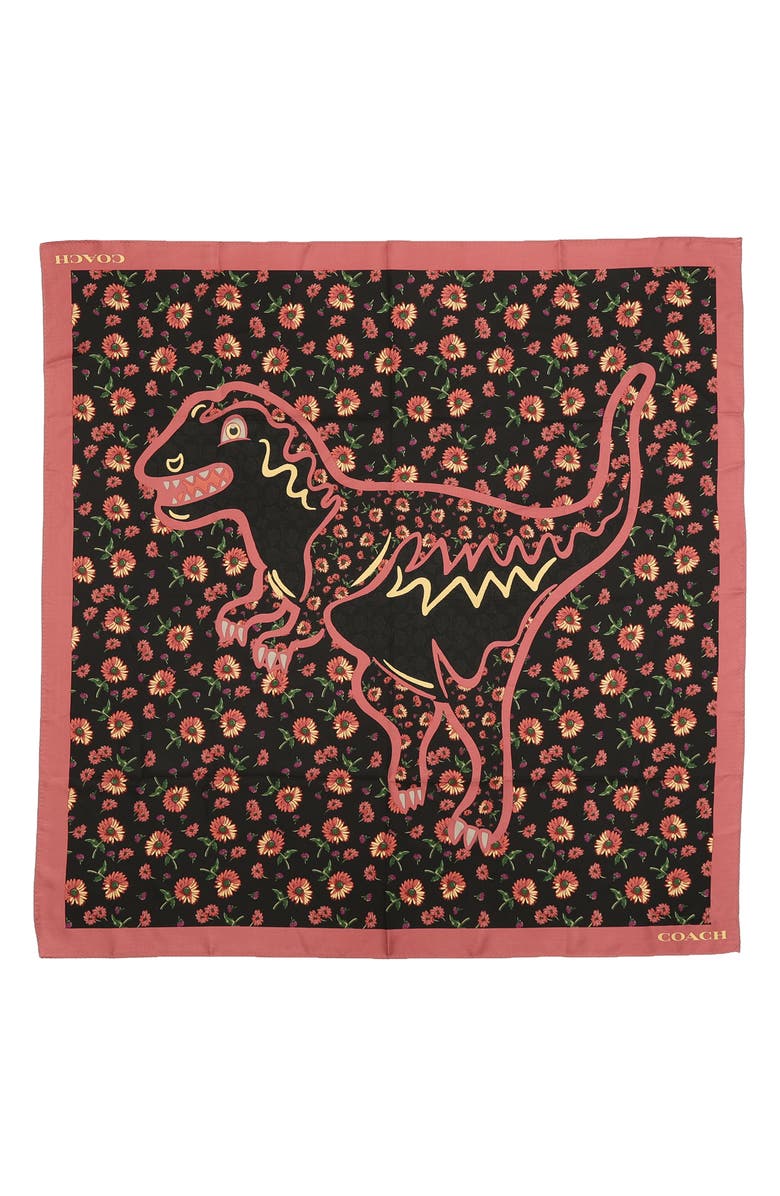 COACH Grunge Floral Rexy Square Silk Scarf, Alternate, color,