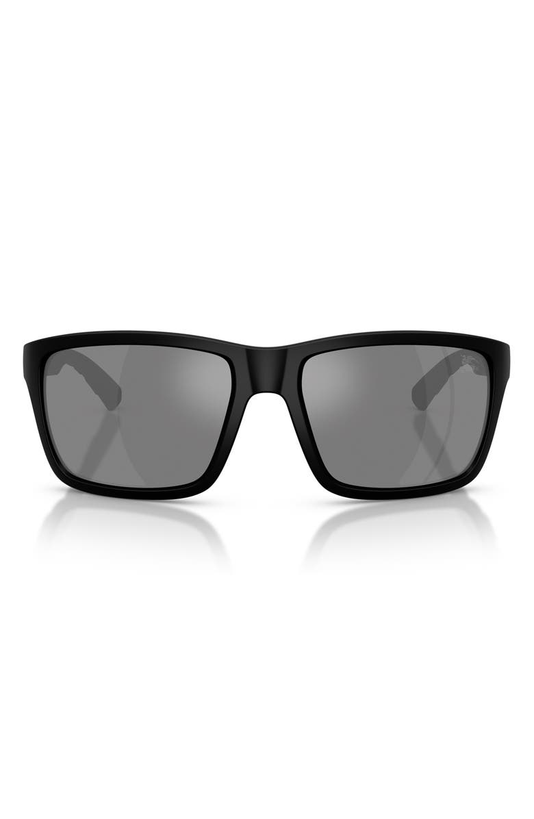 Burberry 60mm Rectangle Sunglasses, Main, color, Matte Black / Dark Grey Silver