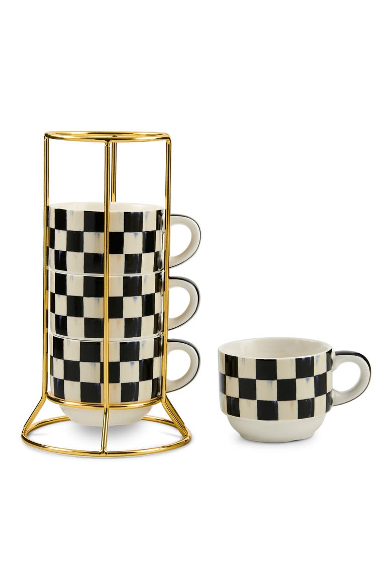 Courtly Check 5-Piece Cappuccino Cup Set, Main, color, BLACK