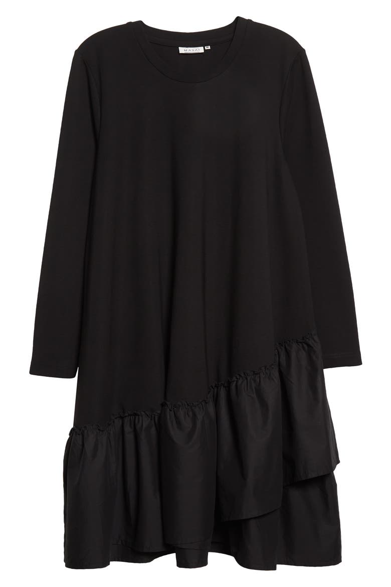 Nell Long Sleeve Shift Dress, Alternate, color, BLACK