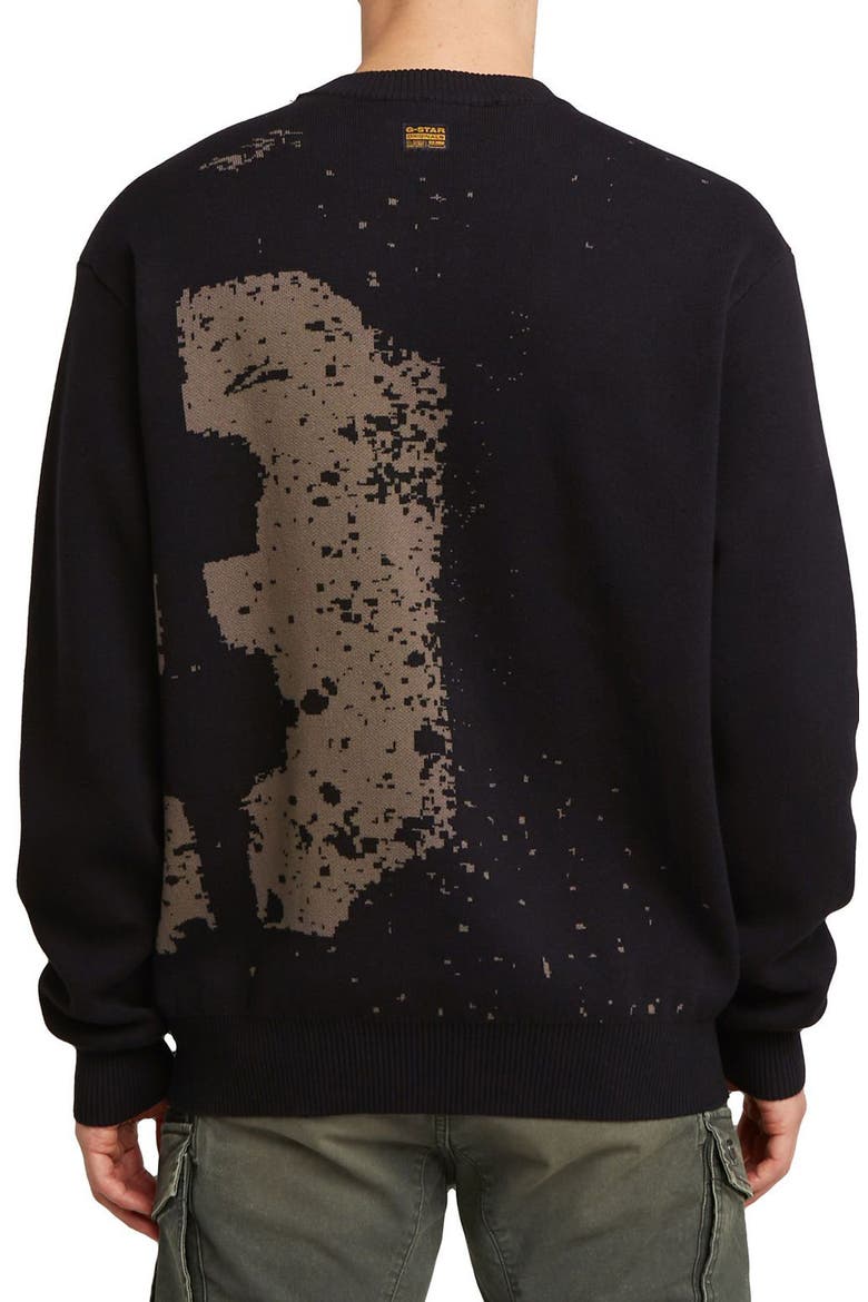 Sprayed 89 Relaxed Organic Cotton Crewneck Sweater, Alternate, color, DARK BLACK