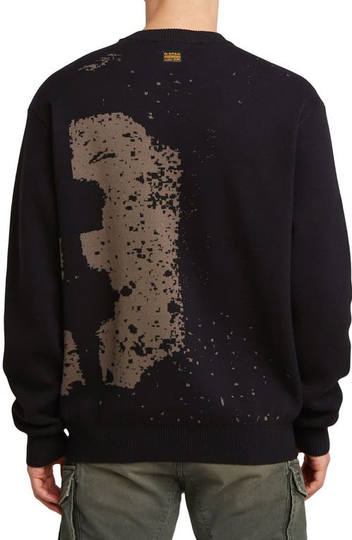 G-star Sprayed 89 Relaxed Organic Cotton Crewneck Sweater In Black