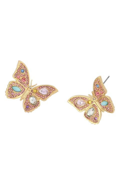 Large Pavé Butterfly Stud Earrings
