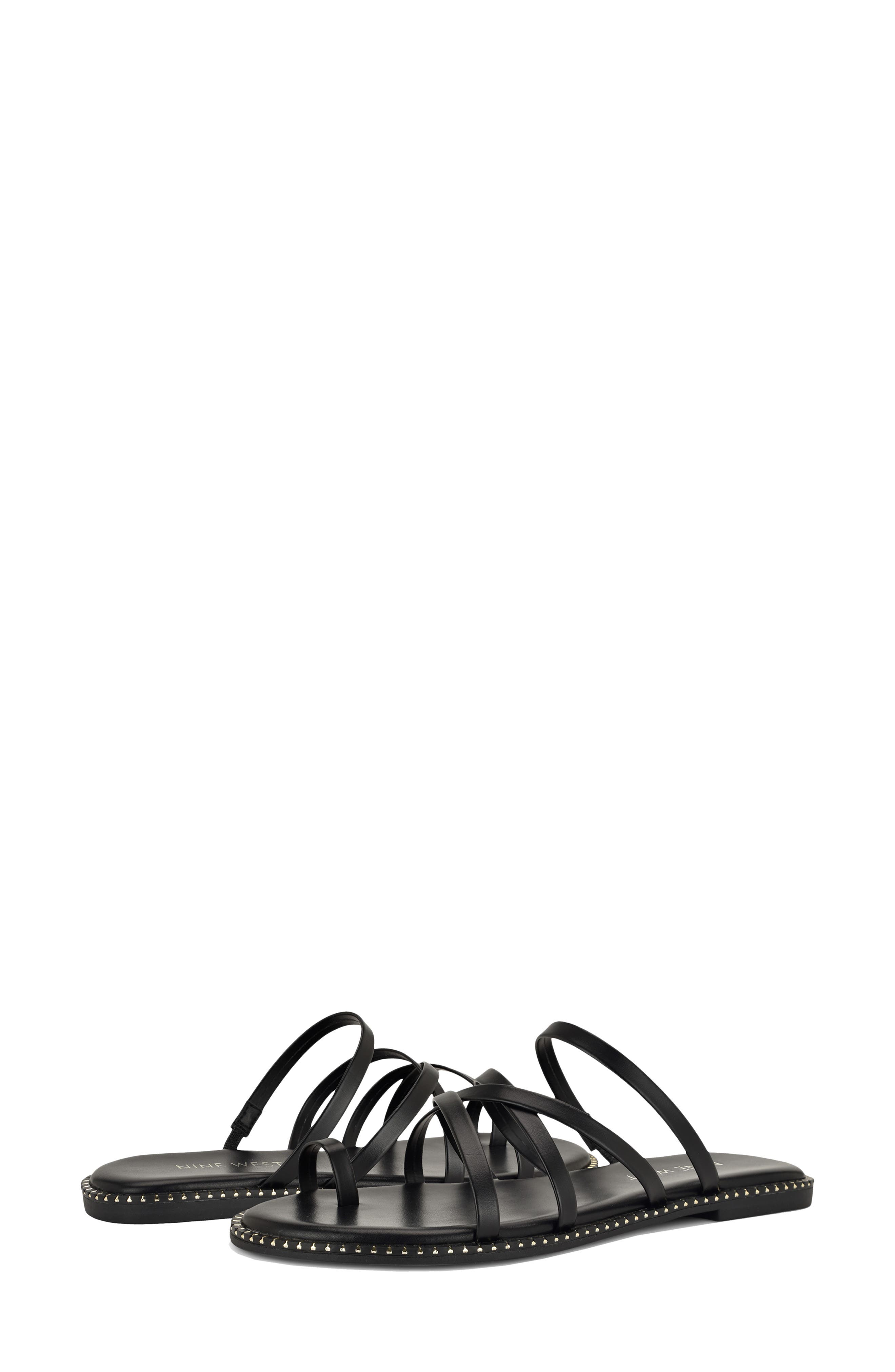 Nine West Digen Toe Loop Sandal, Alternate, color, Black