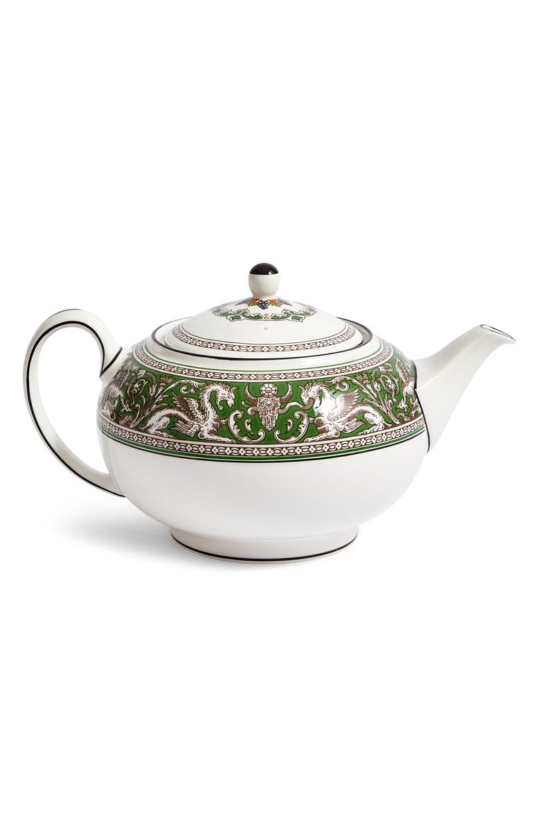 Wedgwood Florentine Bone China Teapot, Alternate, color, Verde