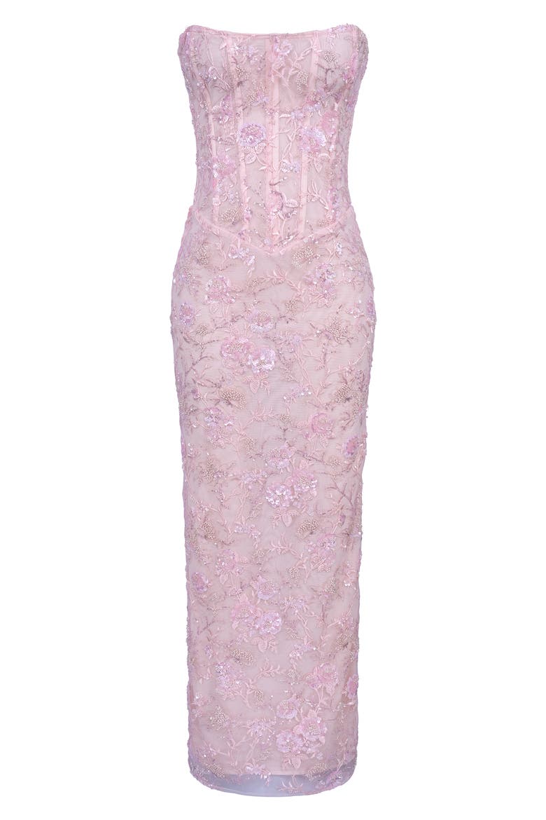 Anisa Hand Beaded Strapless Maxi Dress, Alternate, color, CRYSTAL PINK