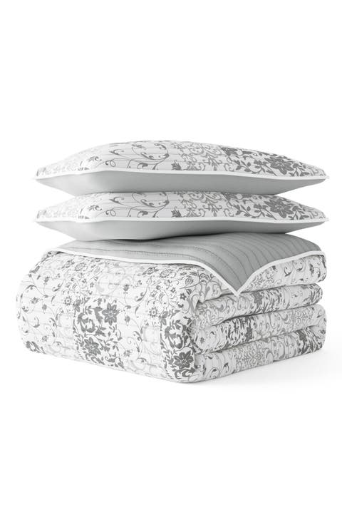 All Season Patchwork 3-Piece Down Alternative Reversible Quilt Set