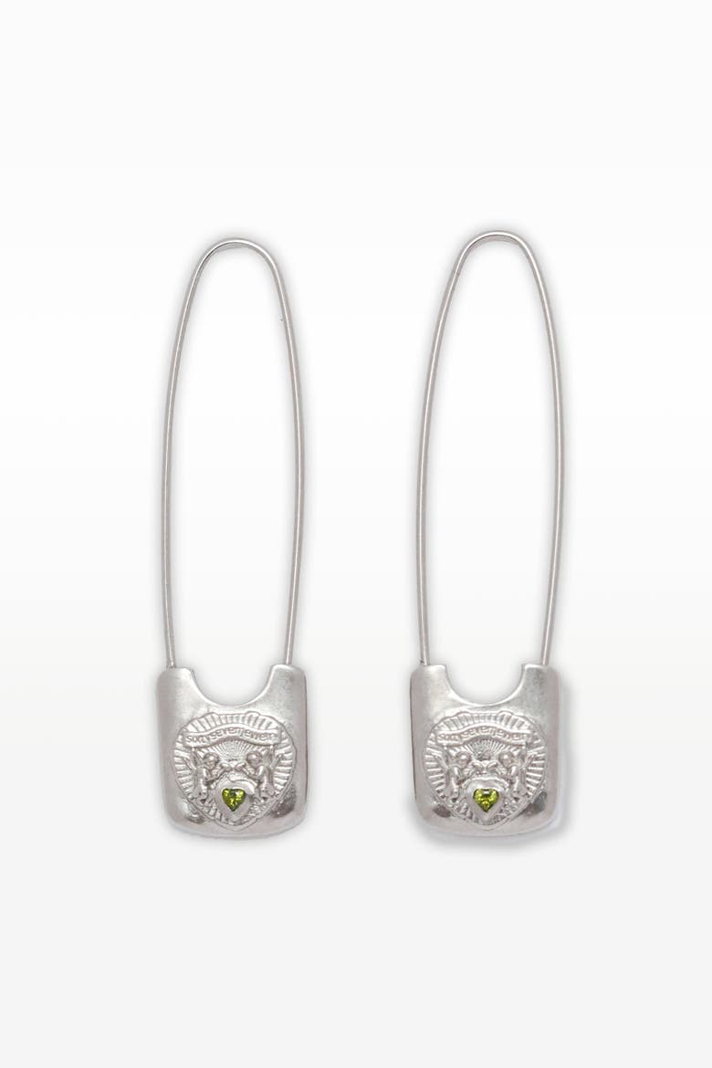 Silver Safety Pin Earrings, Main, color, Silver