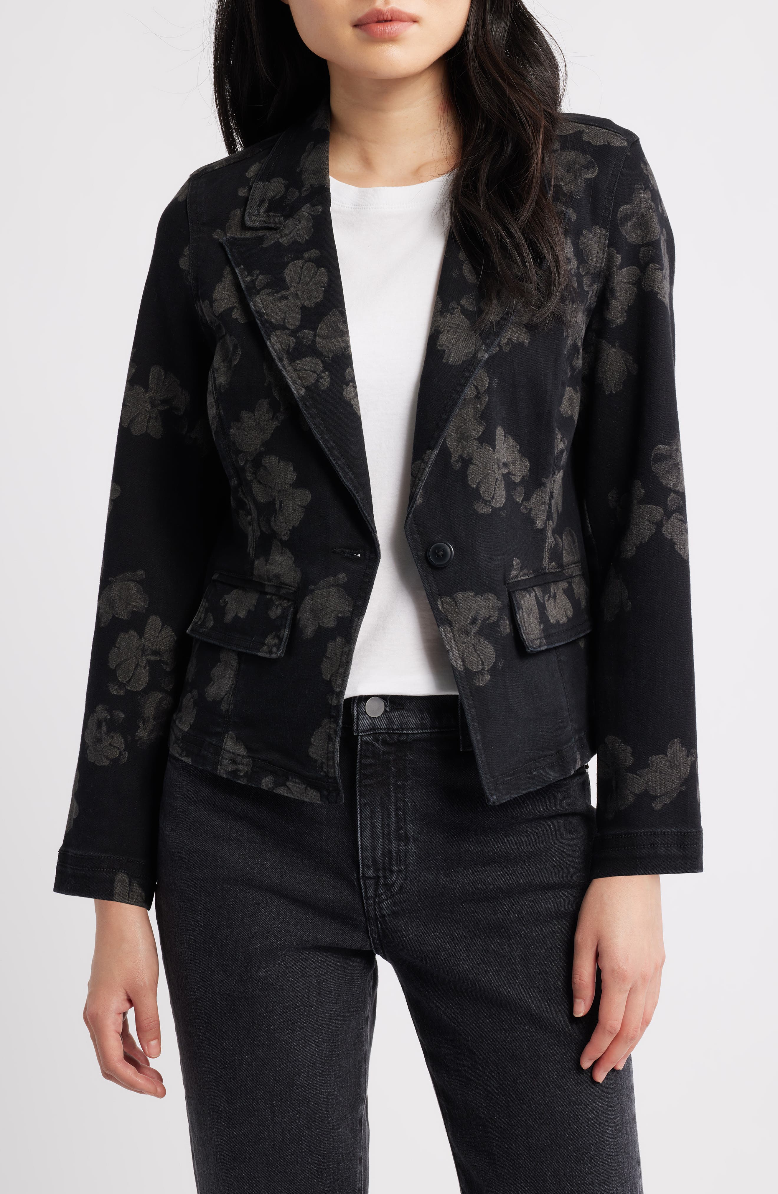 Liverpool Los Angeles Floral Denim Blazer