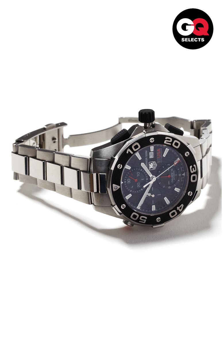 'Aquaracer' Automatic Chronograph Watch, Main, color, BLACK SILVER