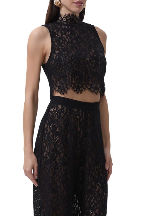 Cayne Sheer Lace Crop Tank