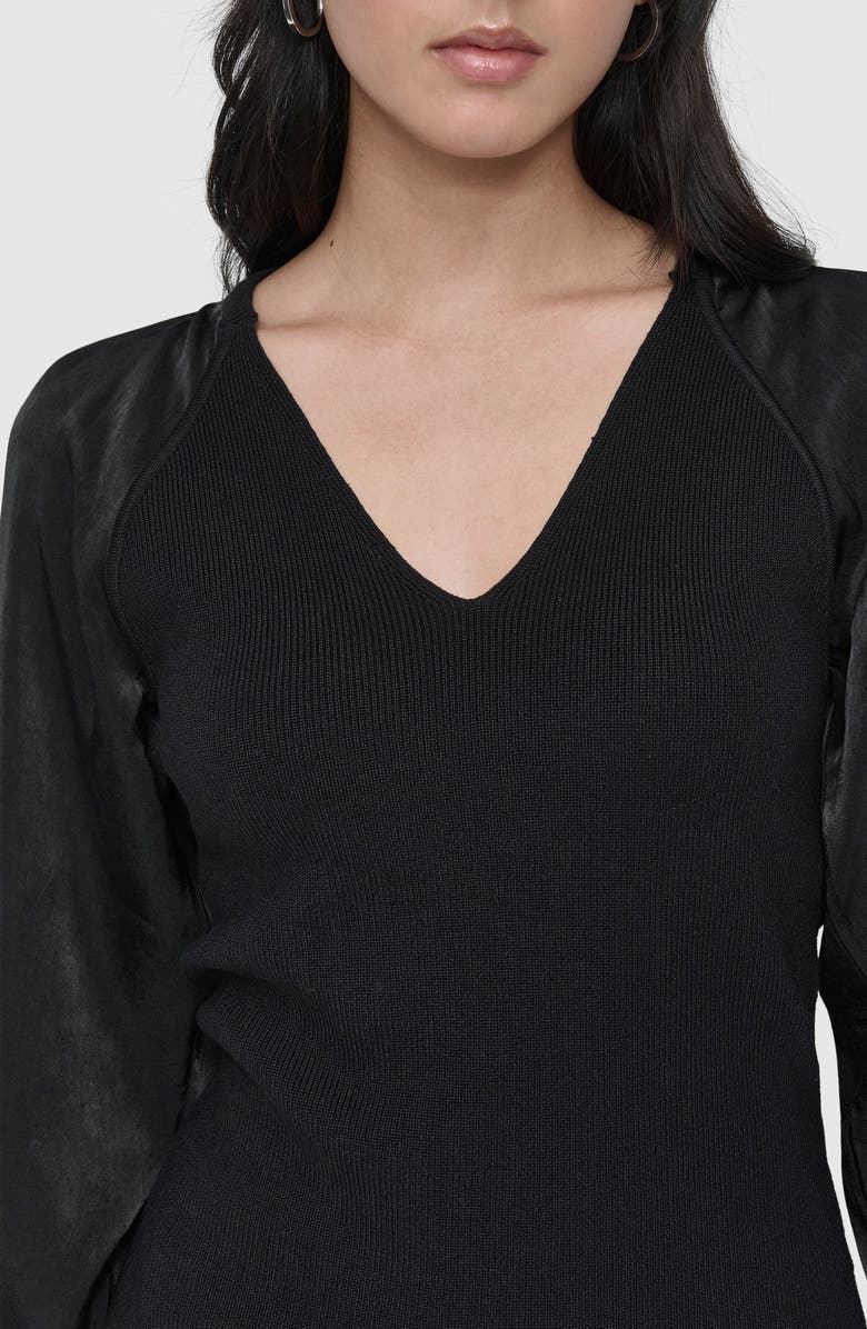 DKNY V-Neck Mixed Media Sweater, Alternate, color, 