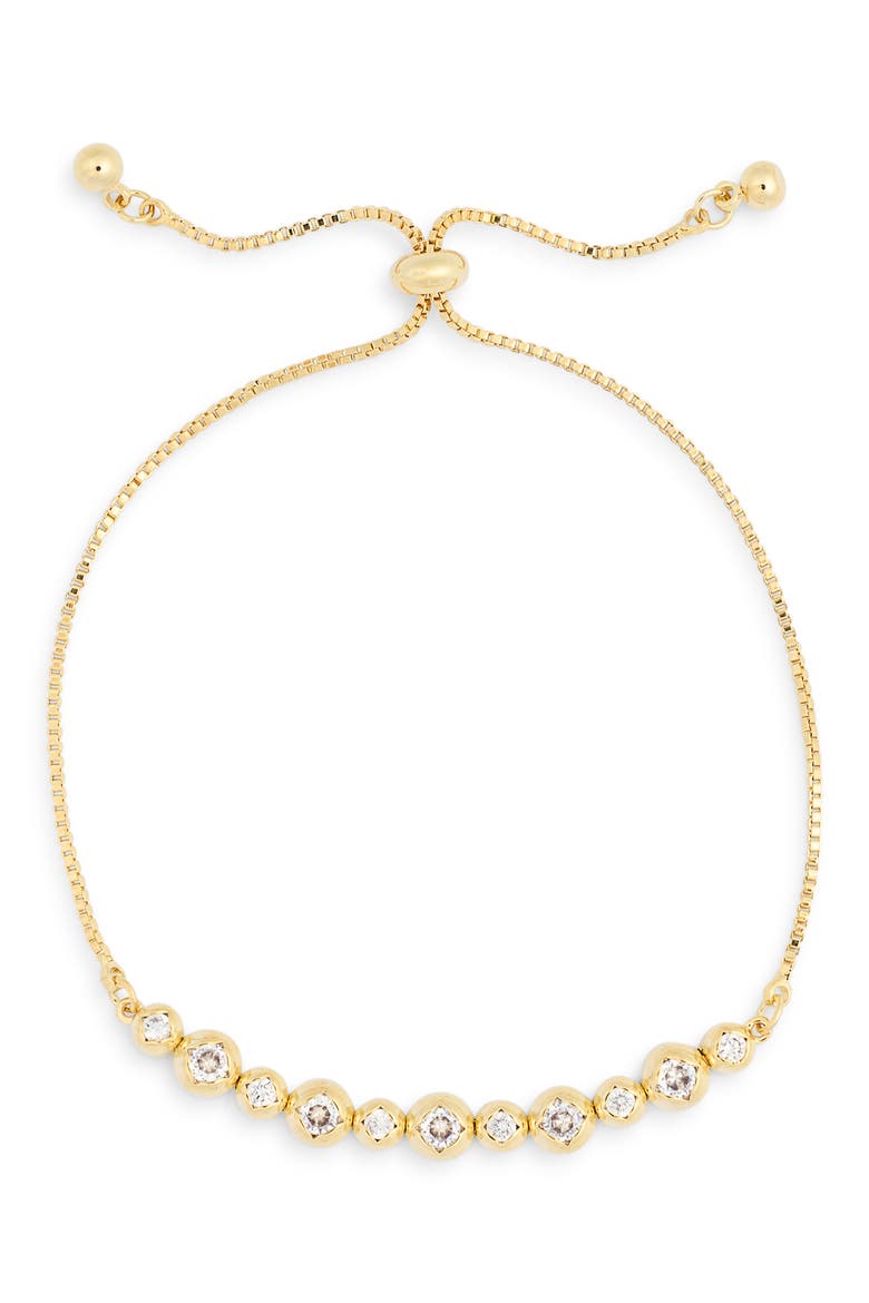 CZ Bead Adjustable Bracelet, Main, color, GOLD