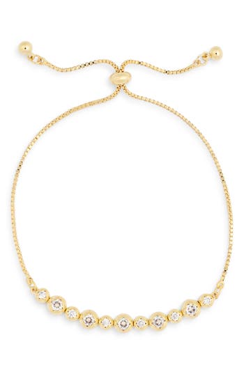 Eye Candy Los Angeles Cz Bead Adjustable Bracelet In Gold