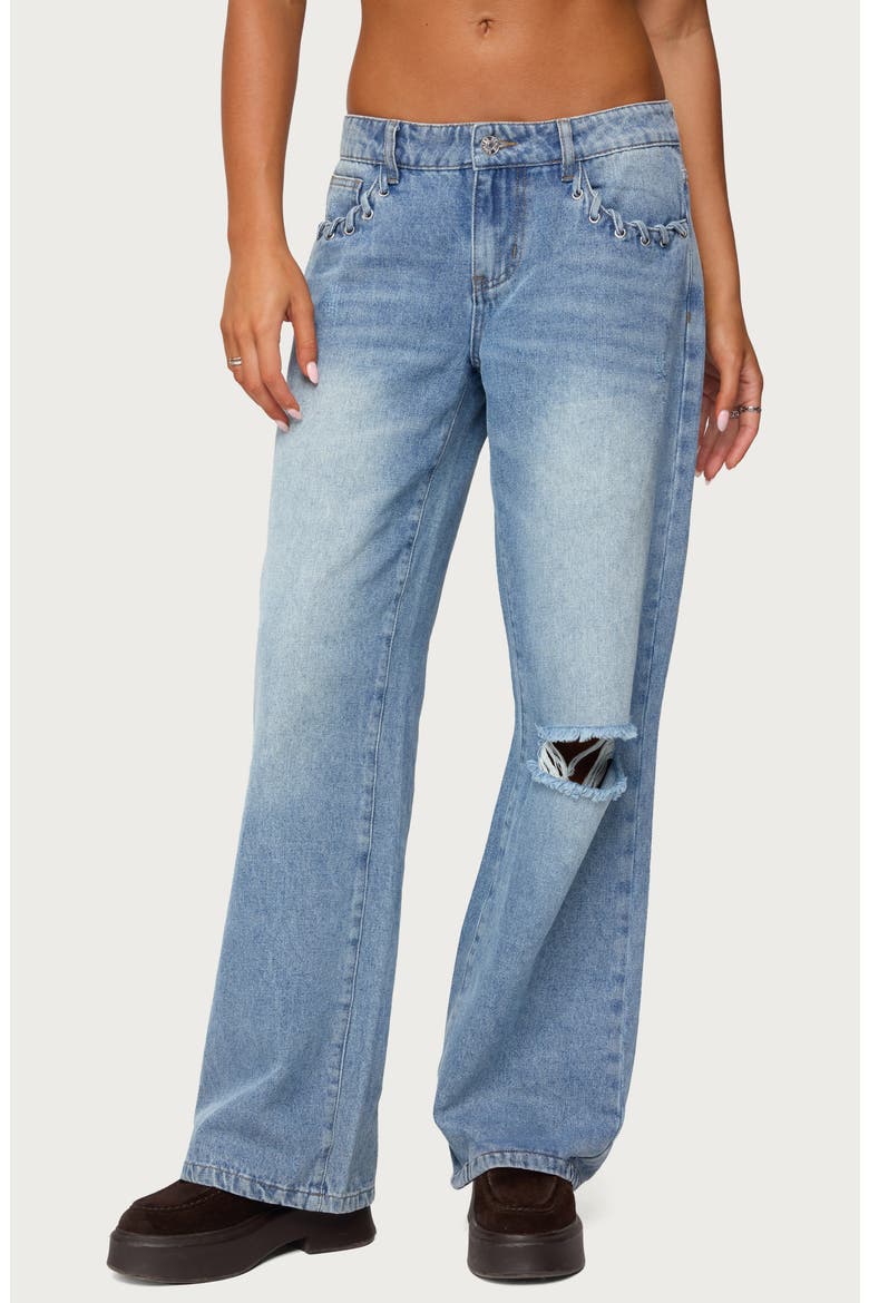 Dutton Distressed Low Rise Jeans, Main, color, LIGHT-BLUE