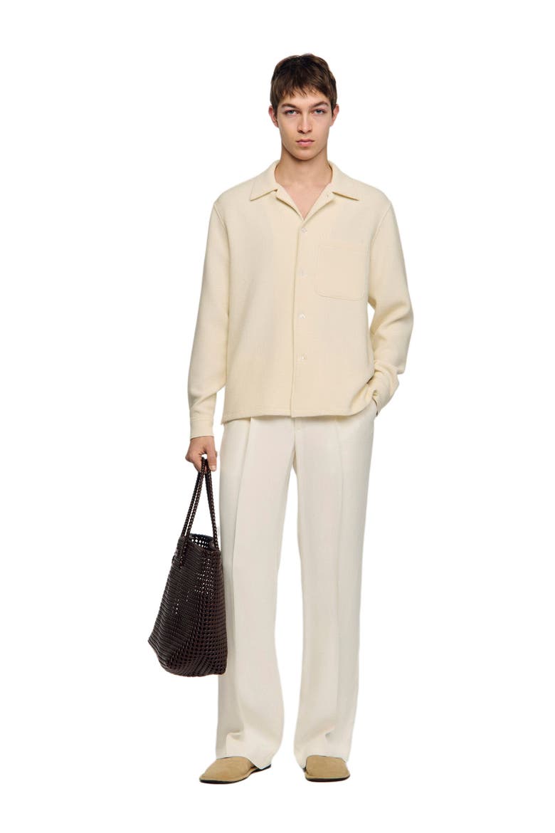 Textured shark collar shirt, Alternate, color, Ecru