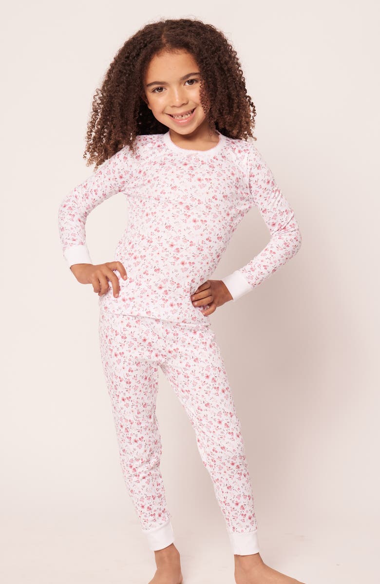 Petite Plume Kids' Dorset Floral Fitted Two-Piece Pajamas, Alternate, color, Pink