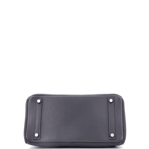 Pre-owned Hermes  Hermes Birkin Handbag Grey Swift With Palladium Hardware 30 In Blue