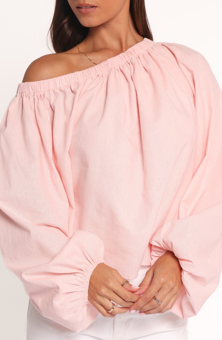 Petal & Pup Zion One-Shoulder Cotton & Linen Top, Alternate, color, Pale Pink