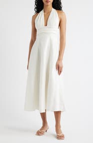 Faithfull the Brand Bianca Halter Linen Midi Sundress