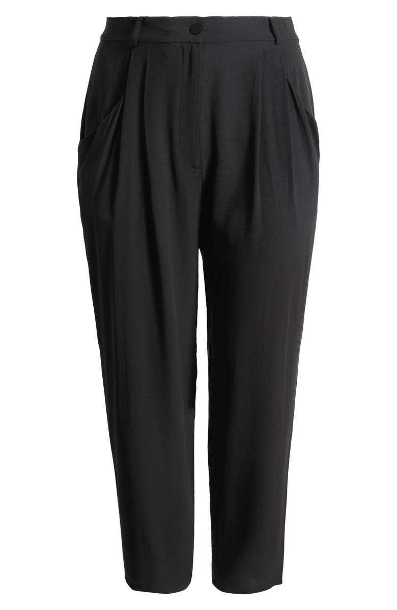 Eileen Fisher Tapered Leg Silk Crepe Ankle Pants, Alternate, color, Black