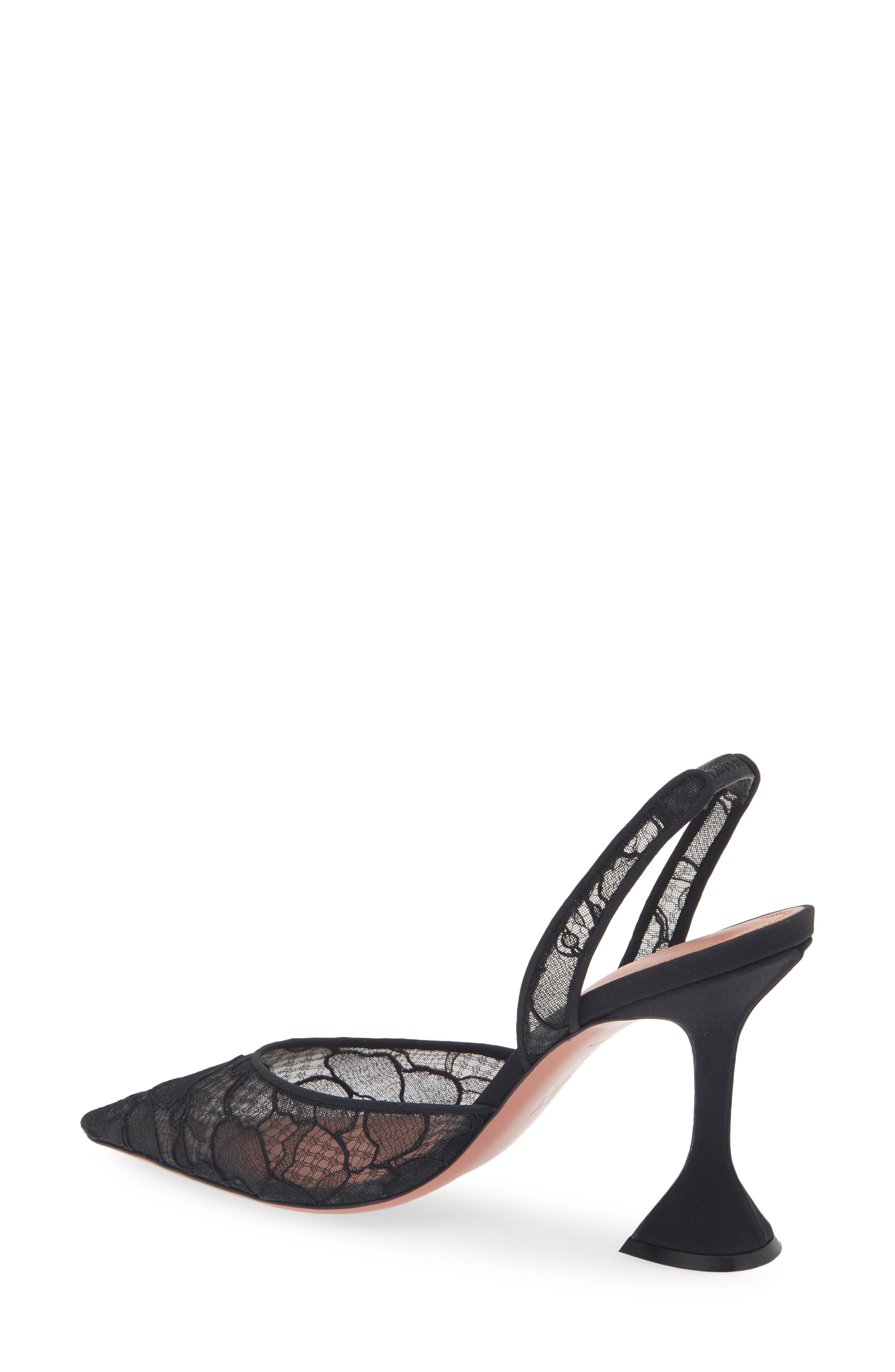 Amina Muaddi Holli Lace Slingback Pump, Alternate, color, Black Lace