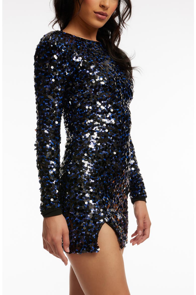 Nathalia Sequin Long Sleeve Cocktail Minidress, Alternate, color, NAVY MULTI