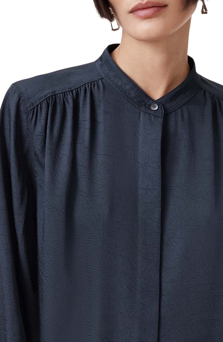 AllSaints Aggie Long Sleeve Textured Woven Midi Shirtdress, Alternate, color, 